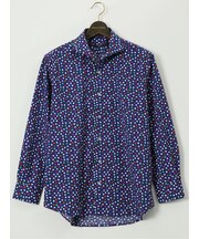 【大きいサイズ】ジーステージ/G-stage ストレッチ ドット柄 カッタウェイ 長袖 シャツ