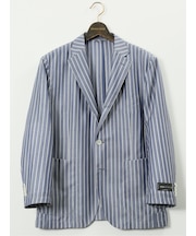 【大きいサイズ】グランバック/GRAND-BACK レダ ウール混 ストライプ柄 2ボタンジャケット