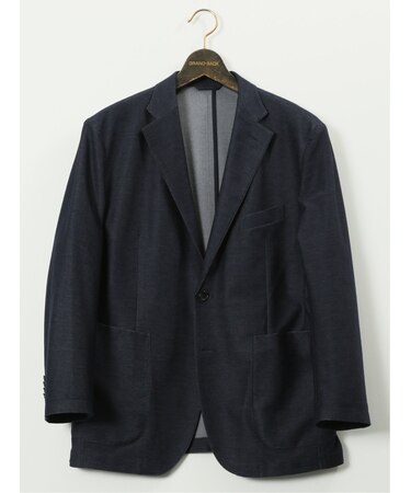 【大きいサイズ】グランバック/GRAND-BACK ストレッチジャージ デニム調 2ボタンジャケット(セットアップ可能)