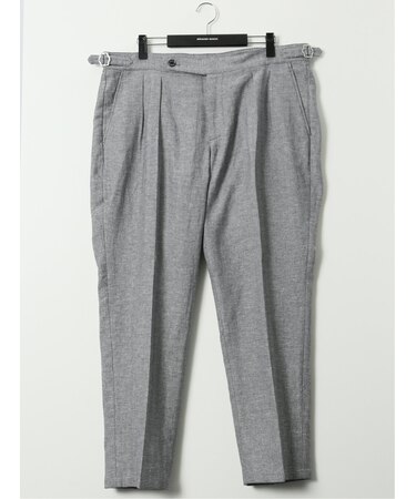 【大きいサイズ】ジーステージ/G-stage 綿麻ヘリンボン ツータック パンツ(セットアップ可能)