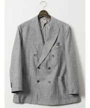 【大きいサイズ】ジーステージ/G-stage 綿麻 ヘリンボン ダブルジャケット(セットアップ可能)