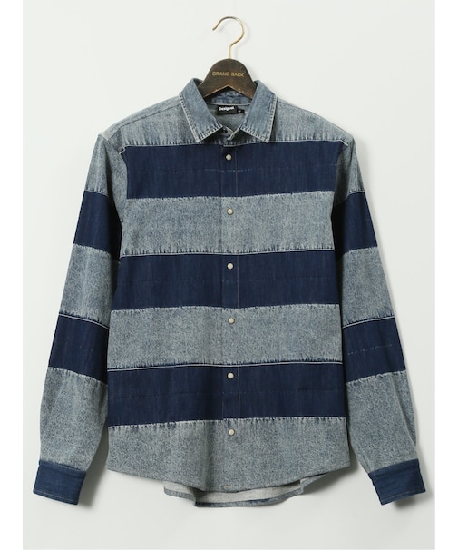 【大きいサイズ】デシグアル/Desigual ストライプ柄 デニム 長袖 シャツ