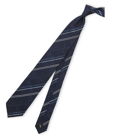 【大きいサイズ】グランバック/GRAND-BACK 日本製シルク デザインチェック柄 レギュラータイ 8.5cm幅