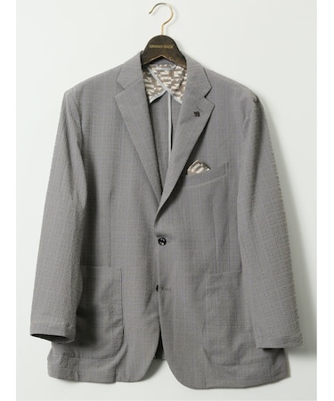 【大きいサイズ】ジーステージ/G-stage ブロックサッカー 2ボタン ジャケット(セットアップ可能)