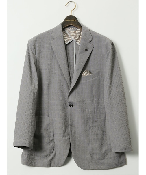 【大きいサイズ】ジーステージ/G-stage ブロックサッカー 2ボタン ジャケット(セットアップ可能)