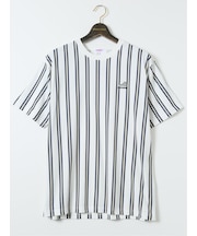 【大きいサイズ】コンバース/CONVERSE 綿混 ストライプ柄 クルーネック半袖Tシャツ