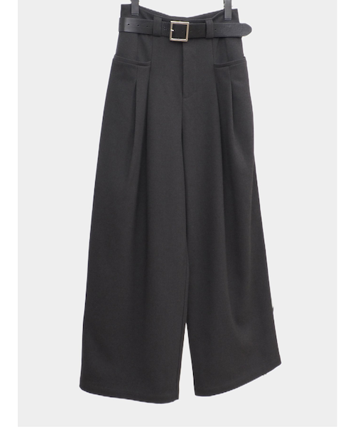 Belted High-Waist Tuck Pocket Pants / 2タック ハイウエスト