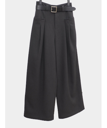Belted High-Waist Tuck Pocket Pants / 2タック ハイウエスト タックポケット ベルト付きパンツ