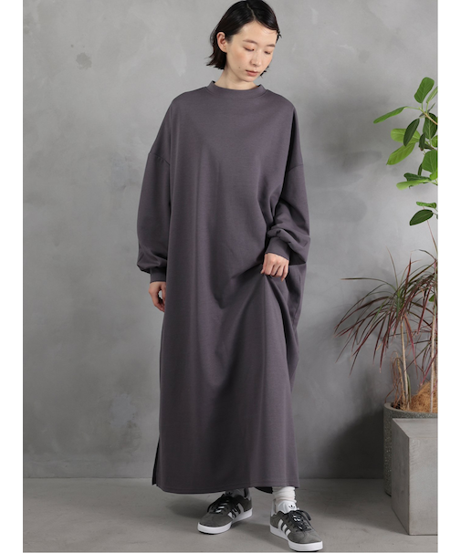 Scuba Knit Relax Long Dress / ダンボールニット リラックスロングワンピース