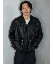Oversized Faux Leather Blouson / ビッグシルエット フェイクレザーブルゾン（ユニセックス）
