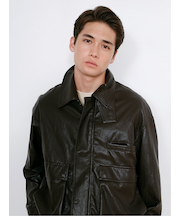 Oversized Faux Leather Blouson / ビッグシルエット フェイクレザーブルゾン（ユニセックス）