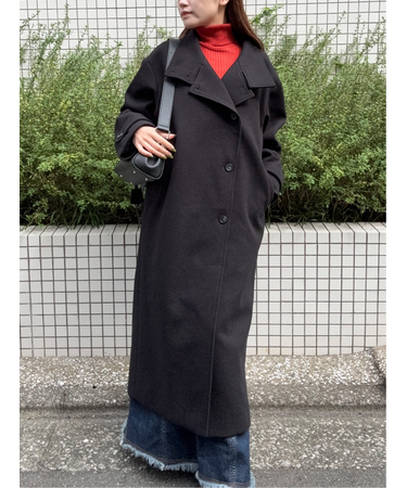 ドロー/DRAW ウール混 スタンドカラー ロングコート （ユニセックス）