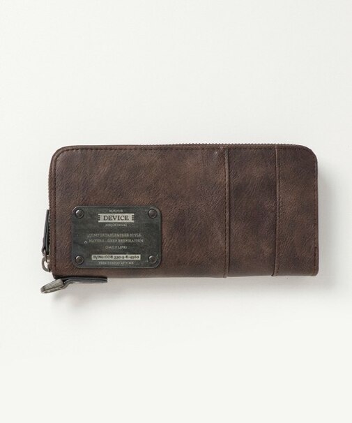 DEVICE MAD ミリタリー ラウンド ファスナー 長財布 メタル 型押し プレート ウォレット