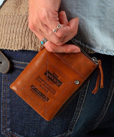 DEVICE デバイス Work ミリタリー 本革 レザー 型押し 二つ折り 財布 コンパクト ウォレット 取り外し可能 カードケース付き