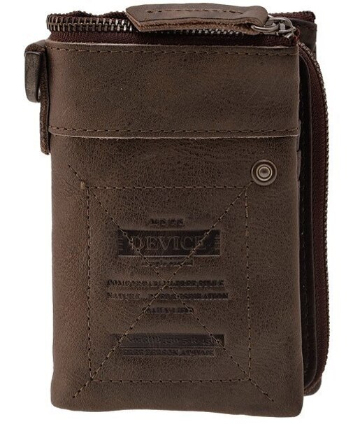 DEVICE デバイス Work ミリタリー 本革 レザー 型押し 二つ折り 財布 コンパクト ウォレット 取り外し可能 カードケース付き
