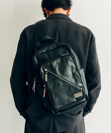 DEVICE Shade ジップデザイン 合皮 メガ ボディバッグ ショルダーバッグ