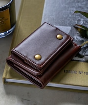 Rename カウレザー本革 3つ折り コンパクト ミニ 財布 ウォレット