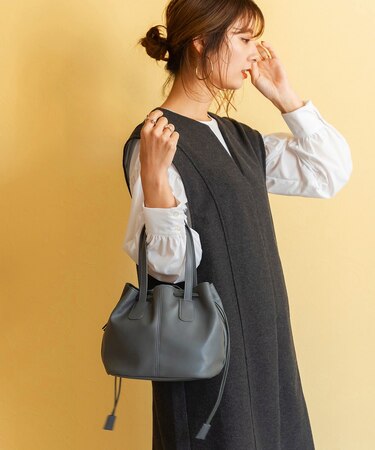 Rename フェイクレザー 巾着トートショルダー