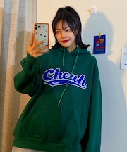 韓国風ビッグシルエットフード付き カレッジロゴ フーディースウェット＆パーカー