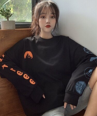 袖プリント ロンT 長袖 クルーネック ロングスリーブ プリントT Tシャツ