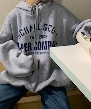 フリースオーバーサイズ カレッジロゴルーズパーカー