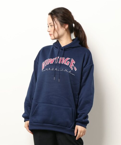 レッドカラーフロントロゴ オーバーサイズ フーディ パーカー