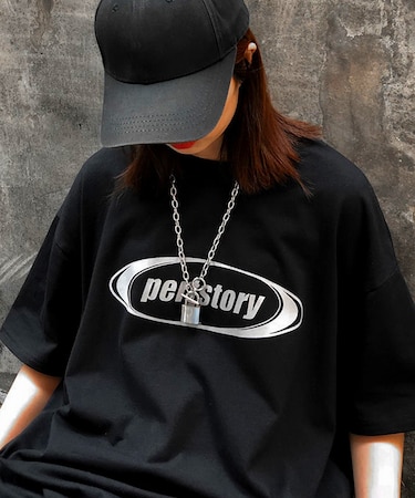 ビッグシルエット ストリート ルーズスタイル プリント 半袖 Tシャツ