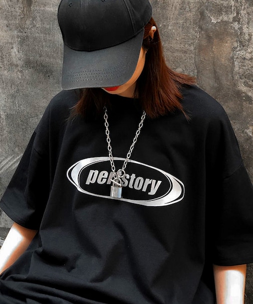 ビッグシルエット ストリート ルーズスタイル プリント 半袖 Tシャツ