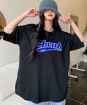 韓国 古着風 ビッグシルエット カレッジロゴ ワッペン刺繍 半袖 Tシャツ