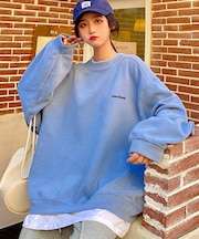 薄手 ボリュームスリーブ ストリートデザイン クルーネック オーバーサイズ 長袖 スウェット トレーナー