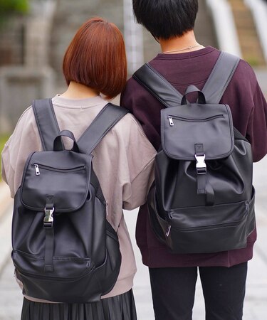 【インフルエンサー こーせ＆ぬこコラボ】Rename フェイクレザー ギャザーデザイン バックパック リュックサック