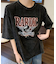 ビッグシルエット ジャンキープリント ピグメント 半袖 Tシャツ 古着風 フライドポテト カレッジロゴ