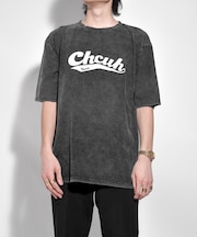 ビッグシルエット ジャンキープリント ピグメント 半袖 Tシャツ 古着風 フライドポテト カレッジロゴ