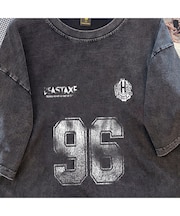 ビッグシルエット ジャンキープリント ピグメント 半袖 Tシャツ 古着風 フライドポテト カレッジロゴ