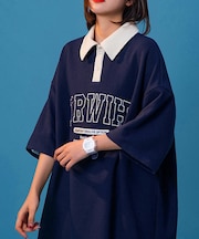 カレッジロゴ プリント 半袖ポロシャツ