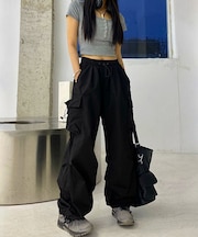 ストリートデザイン ルーズ ワイド カーゴパンツ パラシュートパンツ