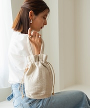Rename ヌビ ミニ巾着バッグ 丸洗いOK ミニバッグ ハンドバッグ トートバッグ