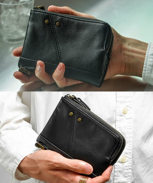 Control crass ダブルジップ 本革 カウレザー ２つ折り財布 コンパクト ウォレット