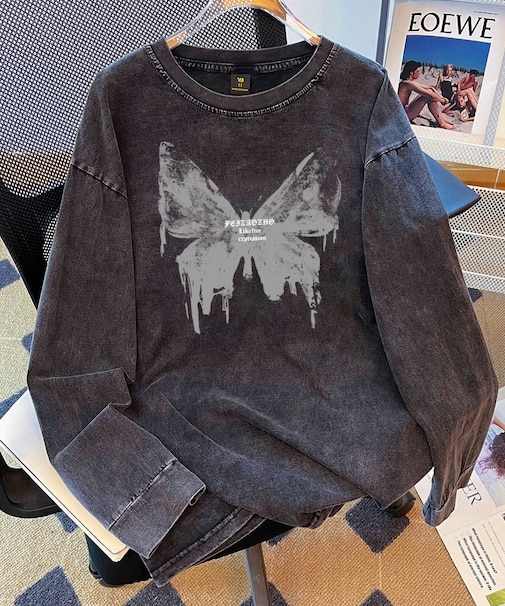 ジャンキープリント ピグメント 長袖 ロンT ロングスリーブTシャツ