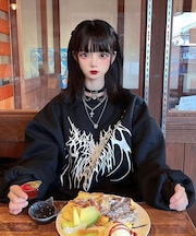 オーバーサイズ アソート モチーフ クルーネック 裏起毛 スウェット トレーナー