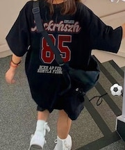 ナンバリング 古着風 バックデザイン プリント ロゴ Y2K ストリート ルーズ Tシャツ