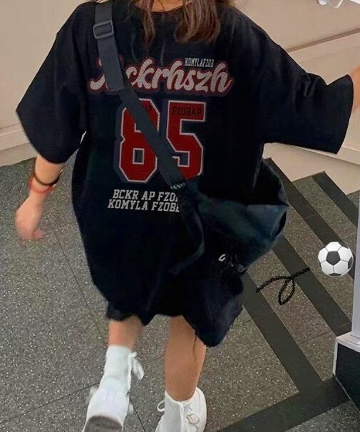 ナンバリング 古着風 バックデザイン プリント ロゴ Y2K ストリート ルーズ Tシャツ