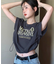 ロゴ Y2K クロップド ショート丈 ドロースト ヴィンテージライク 古着風 ストリート 半袖 Tシャツ