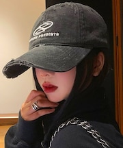 【新デザイン追加】 ダメージ ウォッシュ ピグメント 刺繍 ロゴ ベースボール Y2K 韓国 古着風 ストリート キャップ HEADWEAR ヘッドウェア