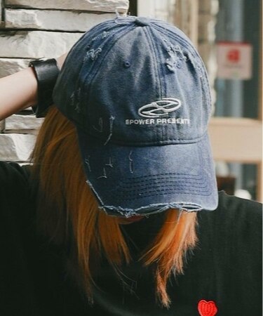 【新デザイン追加】 ダメージ ウォッシュ ピグメント 刺繍 ロゴ ベースボール Y2K 韓国 古着風 ストリート キャップ HEADWEAR ヘッドウェア