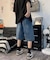 ハーフ ウォッシュ デニム ワイド ショートパンツ