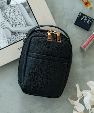 【自立可能/がばっと開く】Rename ハンドル付き タテ型 メイクポーチ