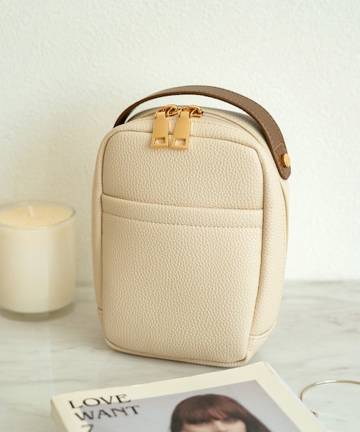 【自立可能/がばっと開く】Rename ハンドル付き タテ型 メイクポーチ