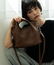 ラウンドハンドル 2WAY ミニトートバッグ ショルダーバッグ(ポーチ付き)