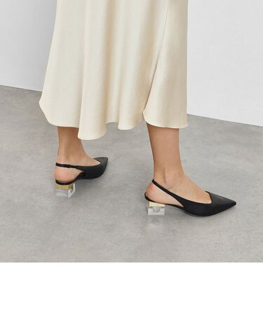 アクセントルーサイトヒールスライダー / Accented Lucite Heel Slingbacks